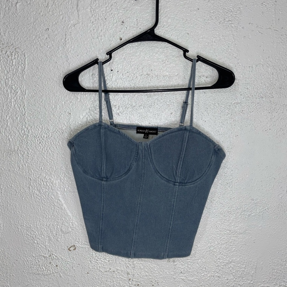 Gray Denim Bustier Top